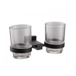 Black Bathroom Double Toothbrush Cups 8508